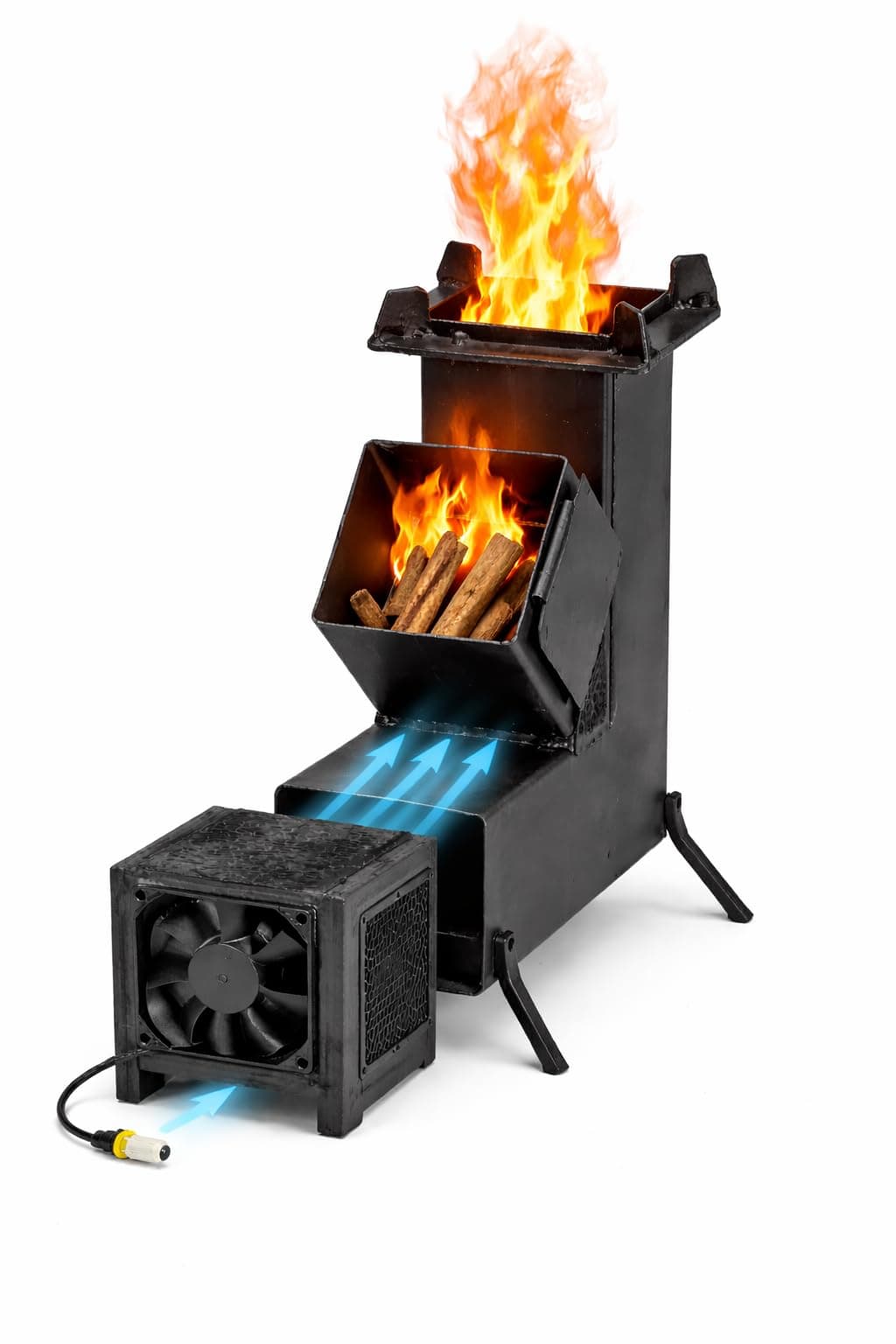 MEEJON Heavy Duty Biomass Rocket Stove with Electric Blower Fan | Wood Burning Portable Cooking Stove | High Efficiency Smokeless Chulha for Outdoor Cooking, Camping & Emergency Use