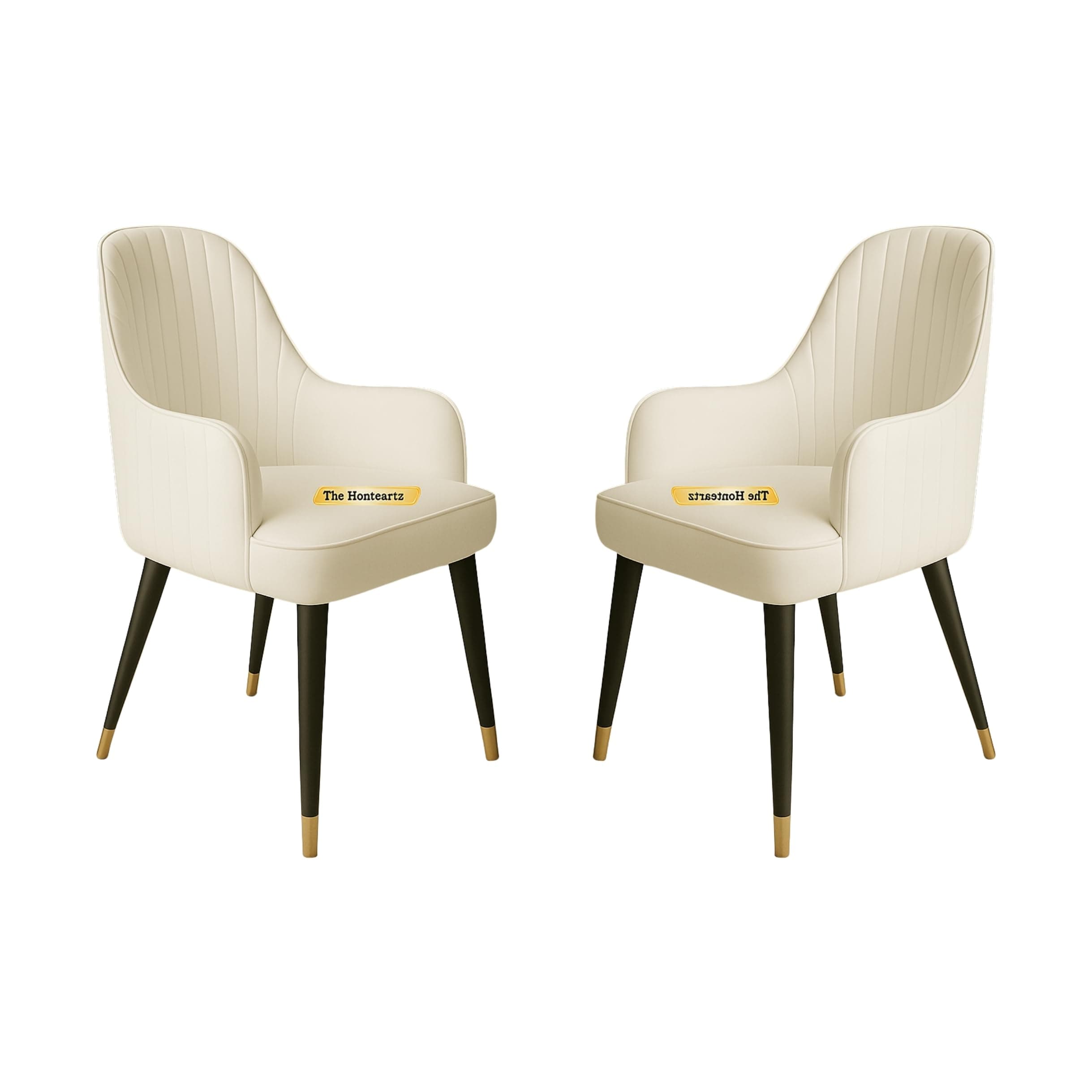 The Homeartz Modern Velvet Dining Chair | Accent Chair for Living Room, Bedroom, Study, Cafe & Restaurant | Wooden Frame & Legs | Upholstered Seat | 1-Year Warranty (White Pack of 2)