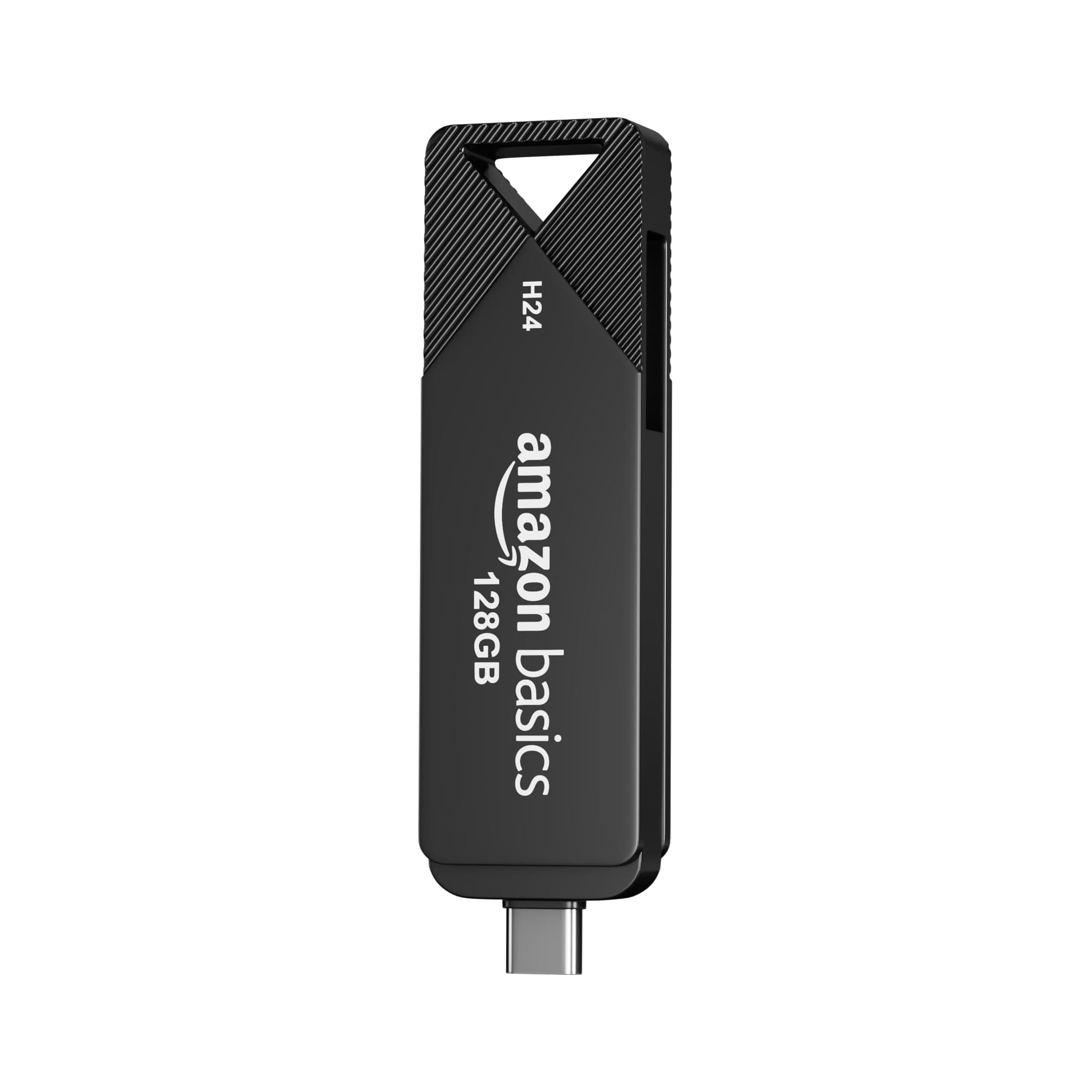 Amazon Basics 128GB Dual Flash Drive | 150+ Mbps Read/Write Speed | Type C and USB 3.0 | High-Speed Data Transfer (Metal)