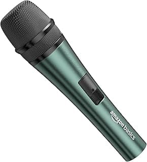 Amazon Basics Professional Microphone with On/Off Switch | Frequency Response: 40-18000 Hz | For Solo Vocals, Karaoke Singing, Speeches & Performances | Super-Cardioid Pickup Pattern