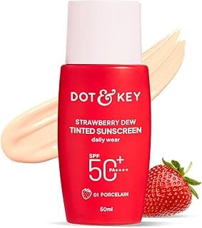 Dot & Key Strawberry Dew Tinted Sunscreen In-Vivo Tested SPF 50+ PA++++ With New-Age UV Filters, Brightens & Protects Skin, Ultra-light, Blends Easily, With Niacinamide, Natural Finish, Non-Sticky| 50ml