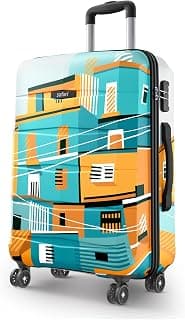 Safari Oasis Polycarbonate Trolley Bag Large Size, 77 cms Printed Hard Side Travel Bag for Men and Women, 8 Wheel Spinner Luggage Suitcase for Travelling (Multicolor)
