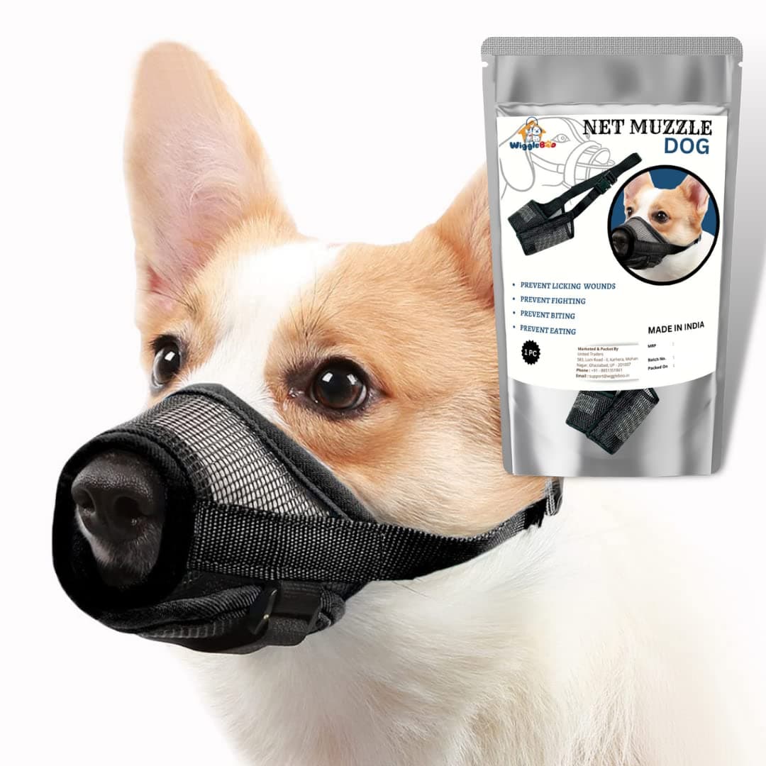 WiggleBoo Dog Net Muzzle|| Comfortable & Secure for Safe Walks & Vet Visits || Adjustable, Breathable, and Lightweight (Extra Small)