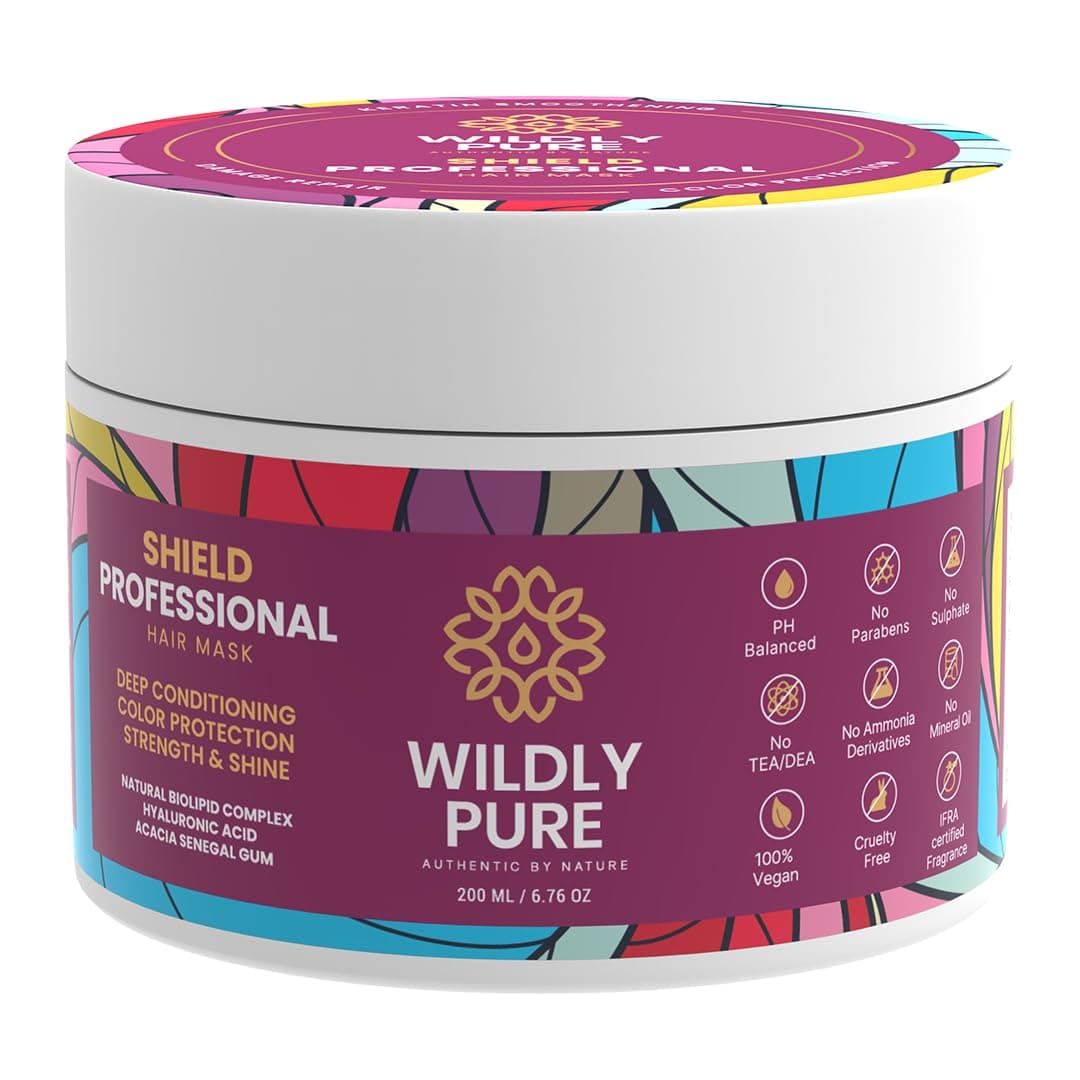 Wildly Pure Professional Keratin Hair Spa Mask for Dry, Frizzy & Damaged Hair | With Plant Keratin & Hyaluronic Acid | 8 Weeks of Color Protection | 33% Reduction in hair Loss | 200ML (Shield)