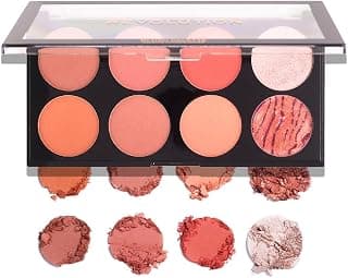 Makeup Revolution Ultra Blush Palette – Hot Spice | 8 Pigmented Peach & Terracotta Shades | Matte, Shimmer & Baked Blush + Highlighter | Blendable, Long-Wear Formula