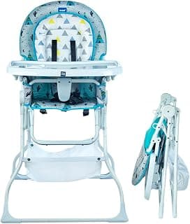 Mee Mee Ultra Sleek Baby High Chair with 7 Height Adjustment Levels 3 Compact Folding Chair with Feeding Tray (Blue) (Blue Tents)