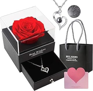 SNAPTRON SNAPTRON Gifts For Girlfriend,Love-Marriage For Wife Preserved Rose Flower With Heart Necklace-Valentine Gift For Girlfriend/Cute Birthday Gift For Wife Special Love,Adult