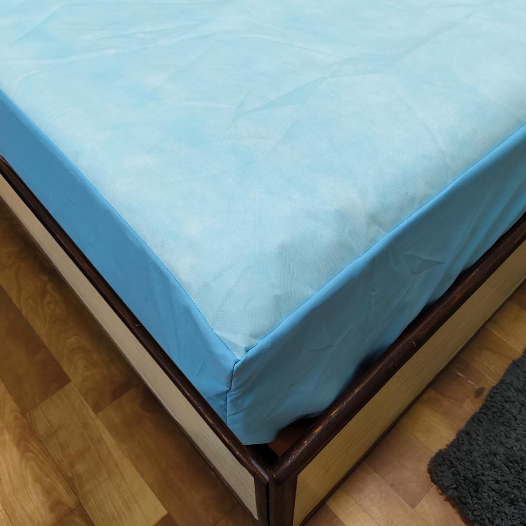 Premium 100 Percent Waterproof Mattress Protector with Elastic Non-Woven | Hypoallergenic Mattress Cover Fitted Bed Protector for Single Size Bed 36x78 Inch Fit On 10 Inch 3X6.5 Feet, Light Blue