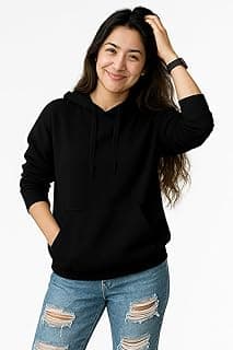Generic Women’s Black Fleece Hoodie Oversized Fit Soft Warm Winter Hooded Sweatshirt with Kangaroo Pocket