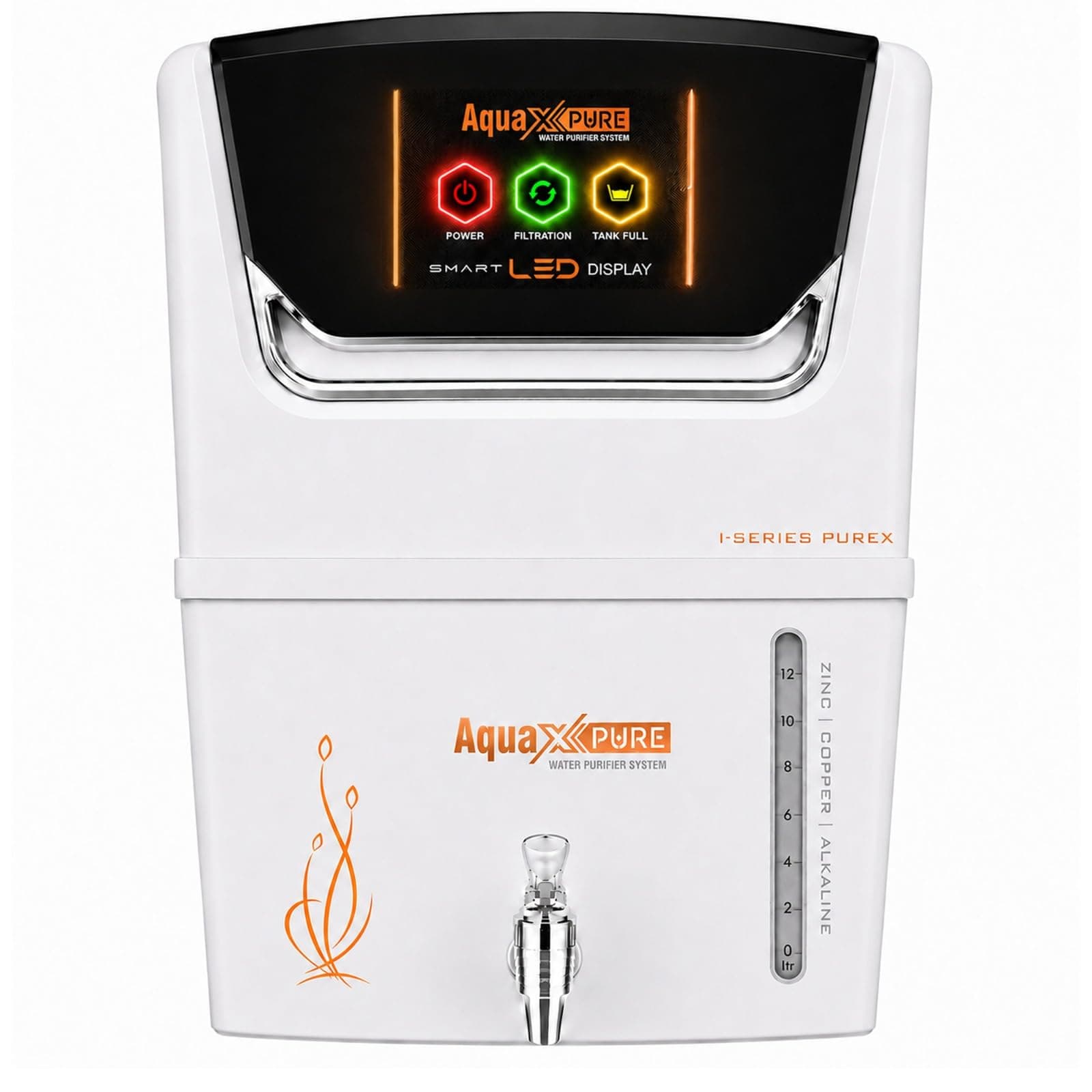 AquaX Pure® India’s Trusted Water Purifier for Home | RO+UV+ UF Technology | Copper with Zinc Mineral Guard | 12 L Water Tank | 20 LPH | 1 Year Warranty.(Smart AI-01)