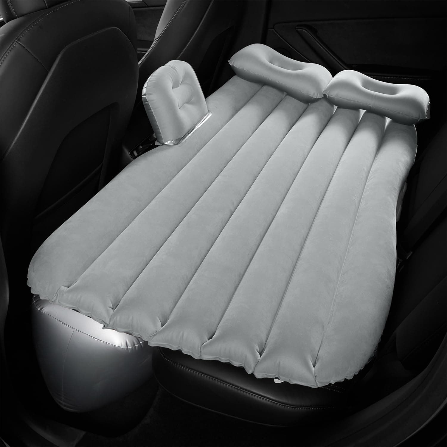 Amazon Basics Inflatable Car Air Mattress | Large | Grey | Quick Inflate, Durable PVC Travel & Camping Essential (Supports up to 300 kg)