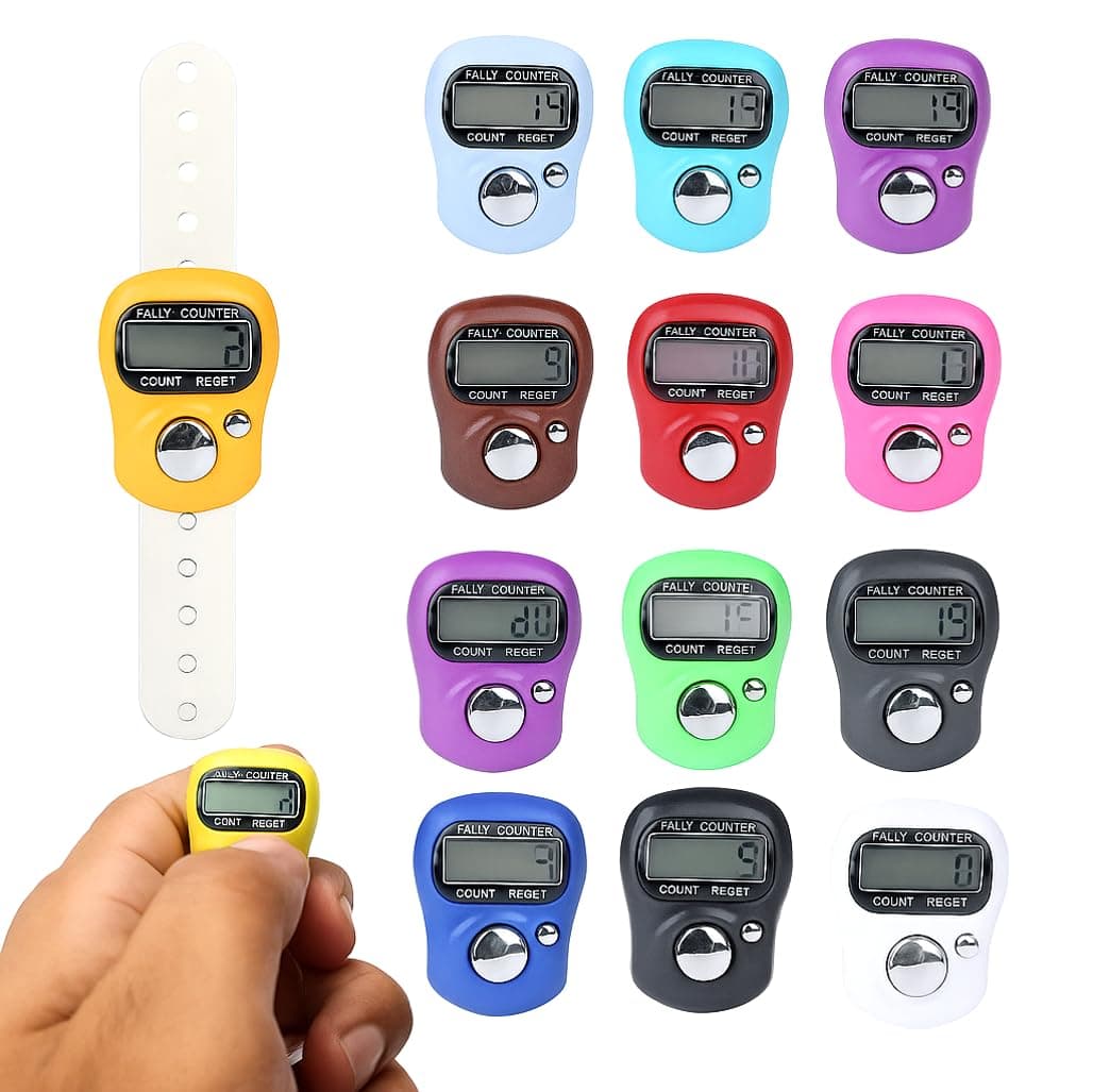 LAVISH Digital Tasbeeh Finger Counter | LED Light 5-Digit Tally Clicker | Ring Holder for Prayer, Zikr, Exercise, Golf, Knitting & Lap Tracking | Pack of 8 | Portable & Easy to Use