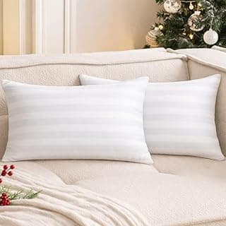 STITCHNEST Premium Fiber Filled Cushion Inserts Set of 2 (12x18 Inches) | Soft Rectangle Pillow Fillers for Sofa, Bed & Home Decor | White