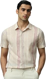 MUFTI Light Pink Vertical-Stripes Slim Fit Shirt