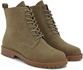 STANPHORD Women Lace-Up Ankle Boots | Faux Suede Round Toe Flat | Anti-Slip Sole | Casual Travel Winter Fashion Footwear (WTP 1401)