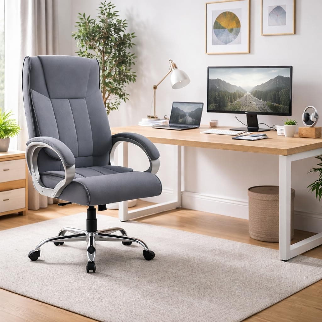 INNOWIN Profit High Back Orthopedic Boss Chair with 3 Year Limited Warranty | Breathable Fabric Office Chair | Ergonomic Executive Chair with Spacious Cushioned Seat | Heavy Duty Metal Base | Grey