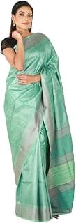 Handloom Tasar Silk Weaving Design Saree (Sky Blue, 0018)