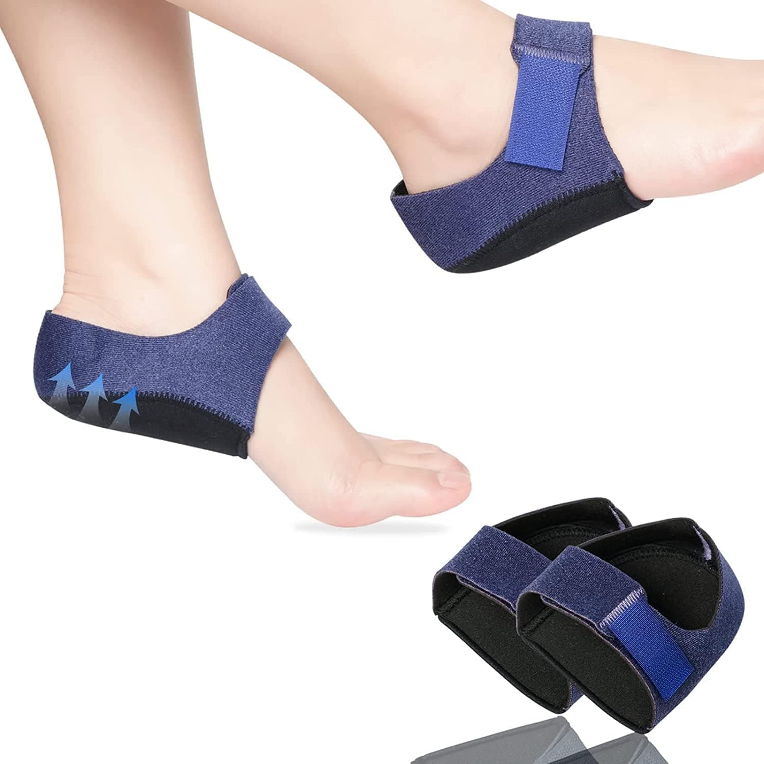 2 Pieces Plantar Fasciitis Heel Protectors and Gel Heel Cups – Premium Heel Pads for Women and Men to Relieve Heel Spur Pain, Achilles Tendonitis, and Cracked Heels; Shock-Absorbing Heel Inserts for Shoes with Superior Cushion Support -2 Pieces (Black, L (41-45))