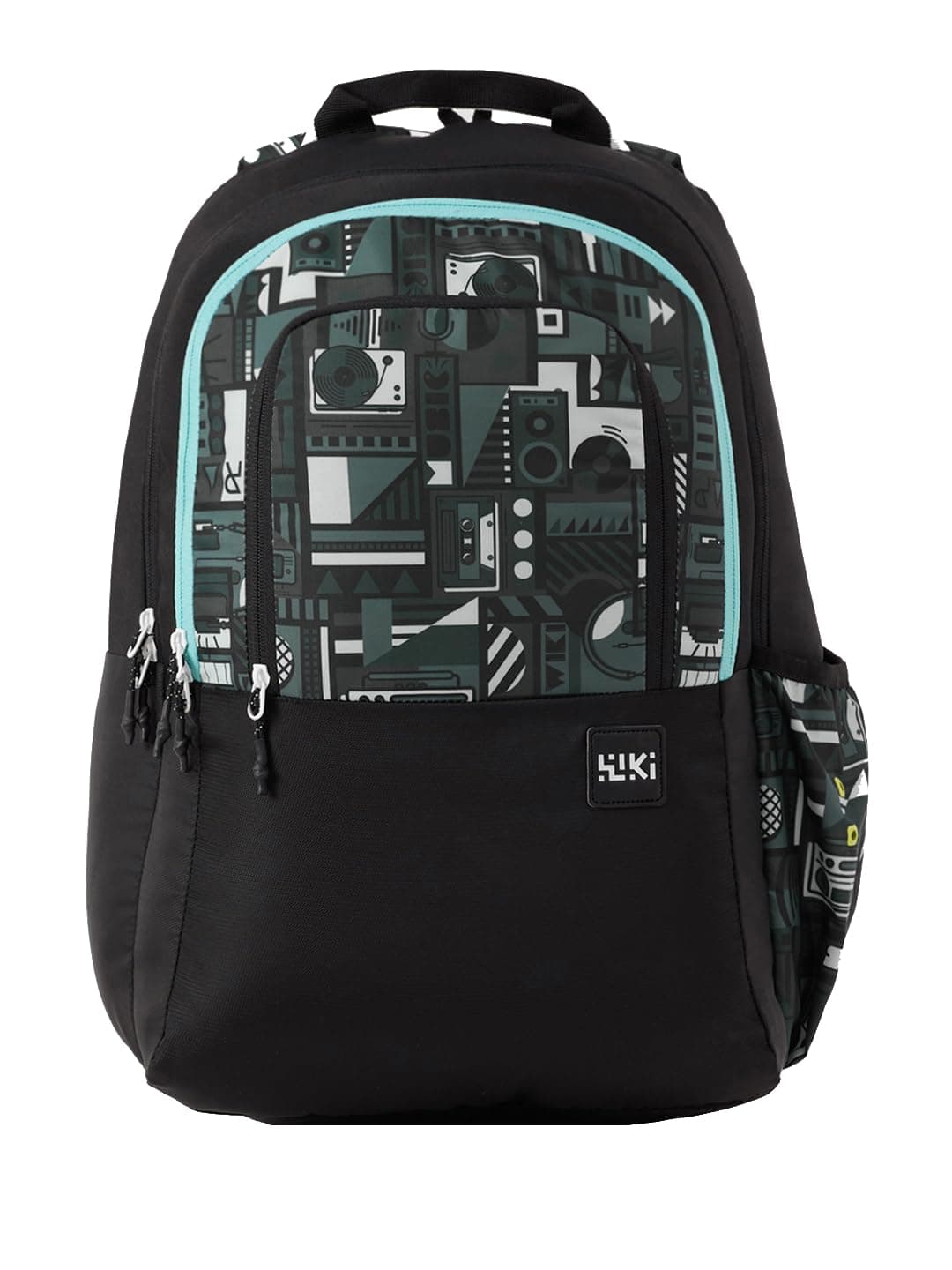 Wildcraft Wiki 2 32L Laptop Backpack for Men & Women | Fits 15.6 inch Laptop | Padded Shoulder Straps, Multi Compartments, Anti-Theft Zippers | School & College Bag | Music Pattern Black
