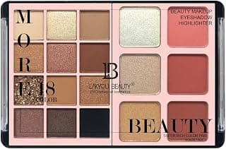 LAKYOU BEAUTY More 18 in 1 Eyeshadow Pallet for Glamorous Eye Makeup | Blush Bloom & Highlighter | Water resistance | Long Lasting Blendable Formula | Colorful Powder Kit for Face Makeup Kit - 56g