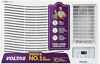 Voltas 1.5 ton 2 Star Fixed Speed Window AC (Copper, Anti Dust Filter, 2-way Swing, Memory Restart, Sleep Mode (182FS PRISM, White)
