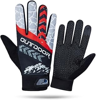 Cycling Gloves | Non-Slip Sun Protection Gloves for Men & Women | Warm, High-Temperature Resistant Gloves for Mountain Biking, Motorcycle Riding, Cricket, Tennis & Outdoor Sports (Red)