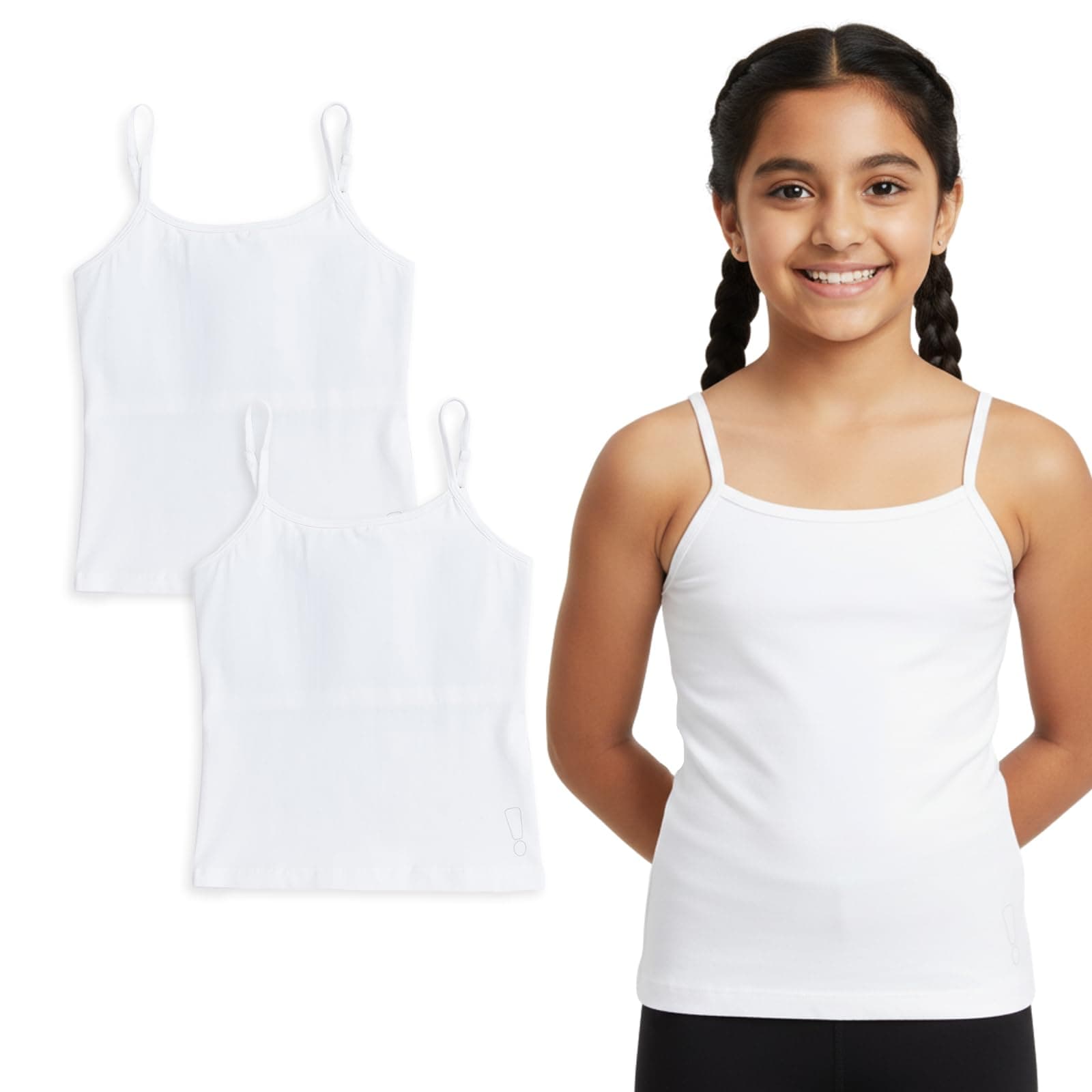 YouGotPlanB Cotton Padded Camisole | Pack of 2 | Ages 8-16 Years | Built-in Light Padding | Full Coverage | Ideal for School