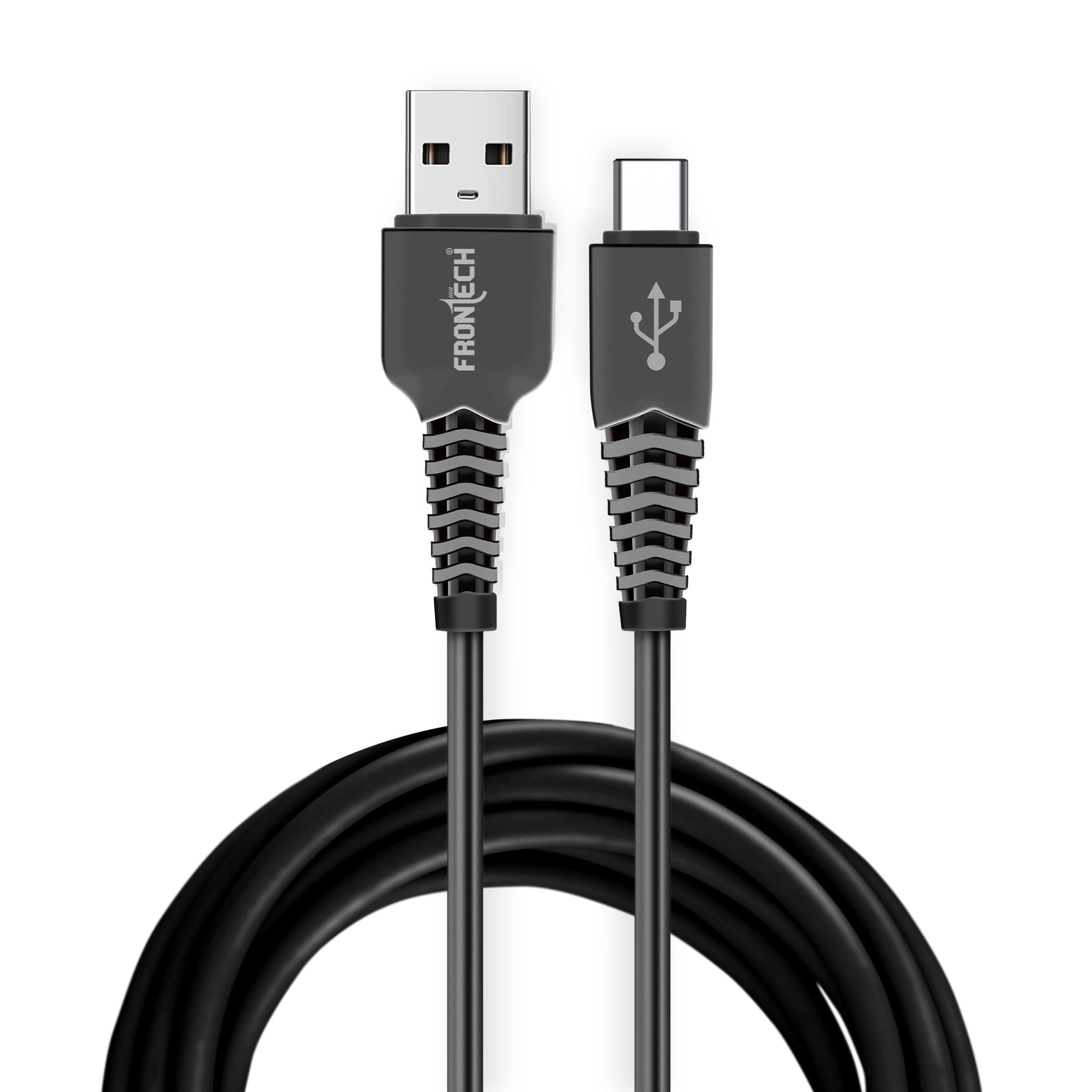 FRONTECH 17W / 3.4A Super Fast Charging 1M PVC USB to Type-C Data Cable for Smartphones, Tablets, Laptops & other Micro USB V8 Devices, Charging and Data Sync (1028 - Black)