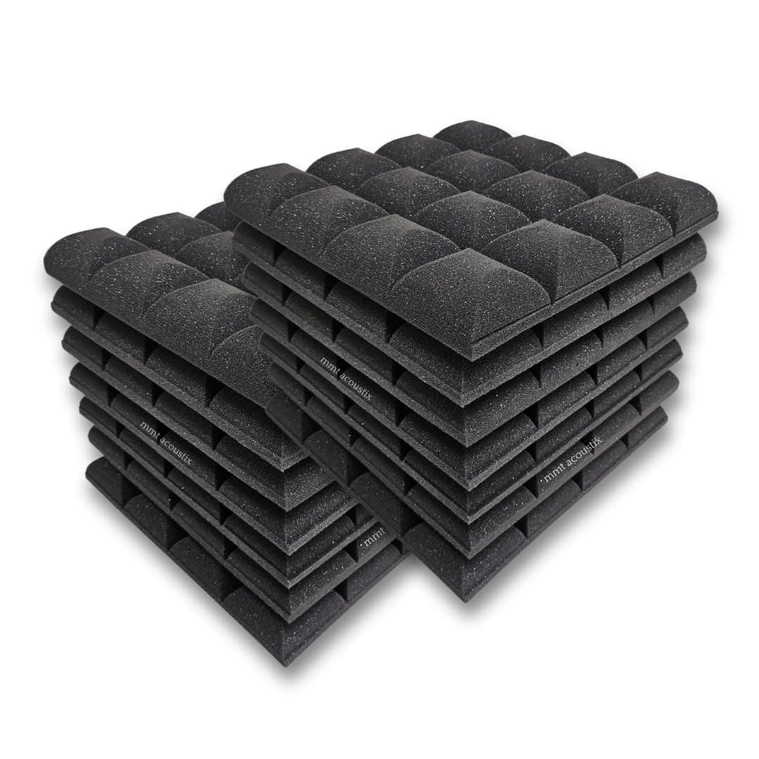 MMT Acoustix® Galaxy Acoustic Foam | Concave Convex Design, Superior Soundproofing & Bass Absorption Acoustic panels| 12x12x2 inch, Charcoal Black, 36Pcs