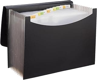 Amazon Basics Expanding File Folder with 13 Pockets, Letter Size, Also Fits A4 Size Documents (Black)