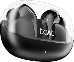 boAt Airdopes 311 Pro, 50HRS Battery, Fast Charge, Dual Mics ENx Tech, Transparent LID, Low Latency, IPX4, IWP Tech, v5.3 Bluetooth Earbuds, TWS Ear Buds Wireless Earphones with mic (Active Black)