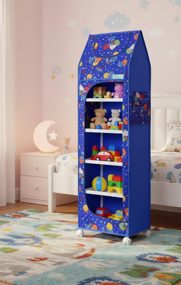 FLIPZON Baby Wardrobe Plastic Multipurpose 6 Shelve, (Unbreakable Material) (Blue, Pack of 1)