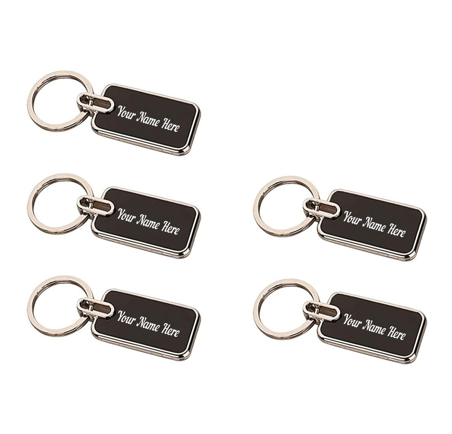Gifteeng Personalized Premium Metal Key Chain with Name engraved, ideal for gifting on any special occasion (Pack of 5)