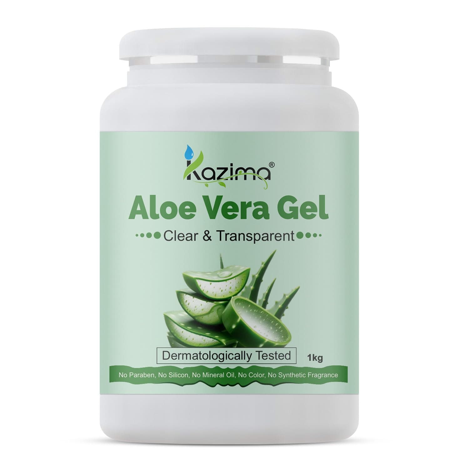 KAZIMA Pure Aloe Vera Gel for Skin and Hair, 1kg | Hydrates, Moisturizes & Soothes Irritated Skin | Pure & Natural Aloe Vera Gel for Face, Acne, Scars, Dark Circles & Sunburn
