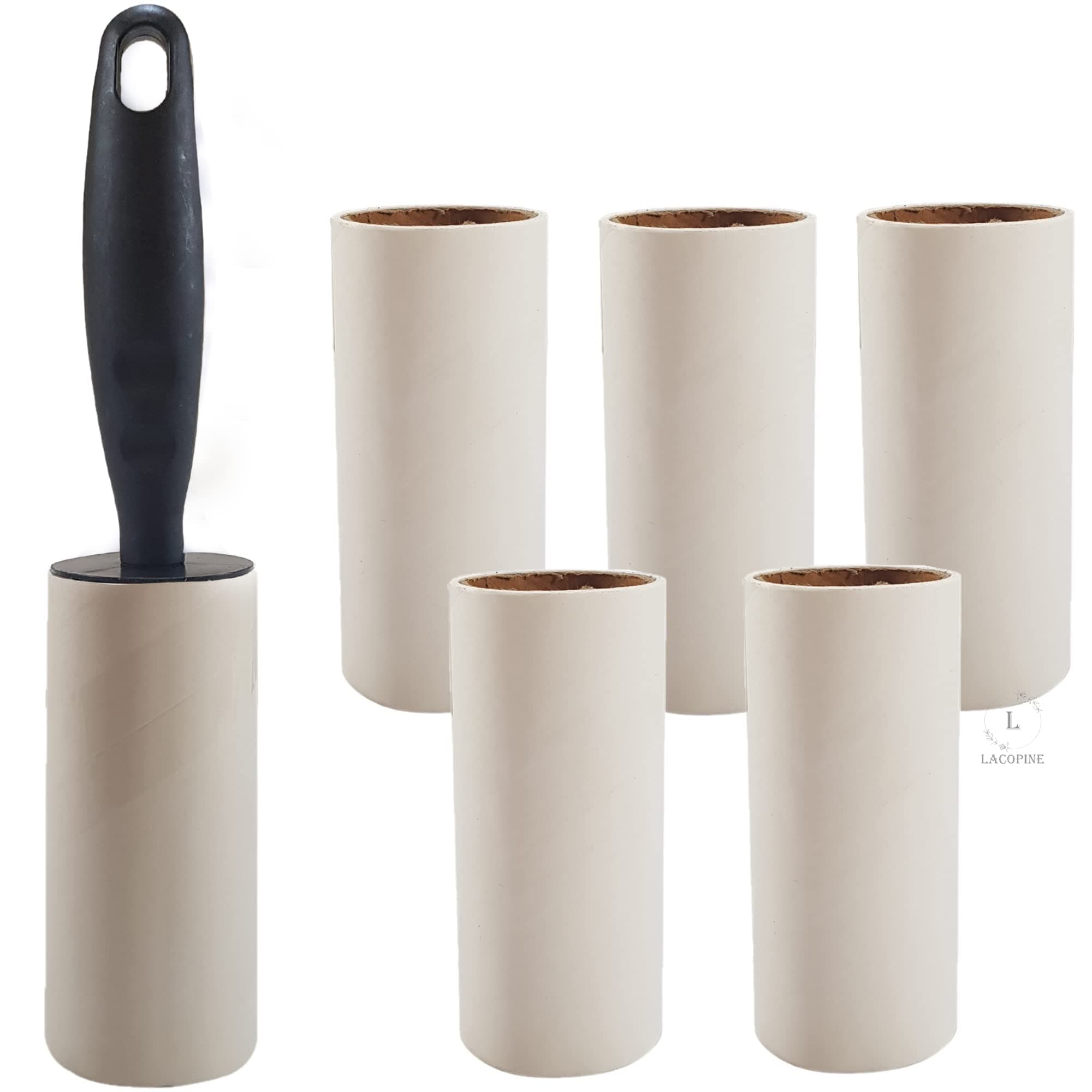 LACOPINE Lint Rollers Set for Clothes Furniture, Clothing, Carpet, Pet Hair Removal and More, 1 Handle with 5 Refills, 180 Total Sheets Blue