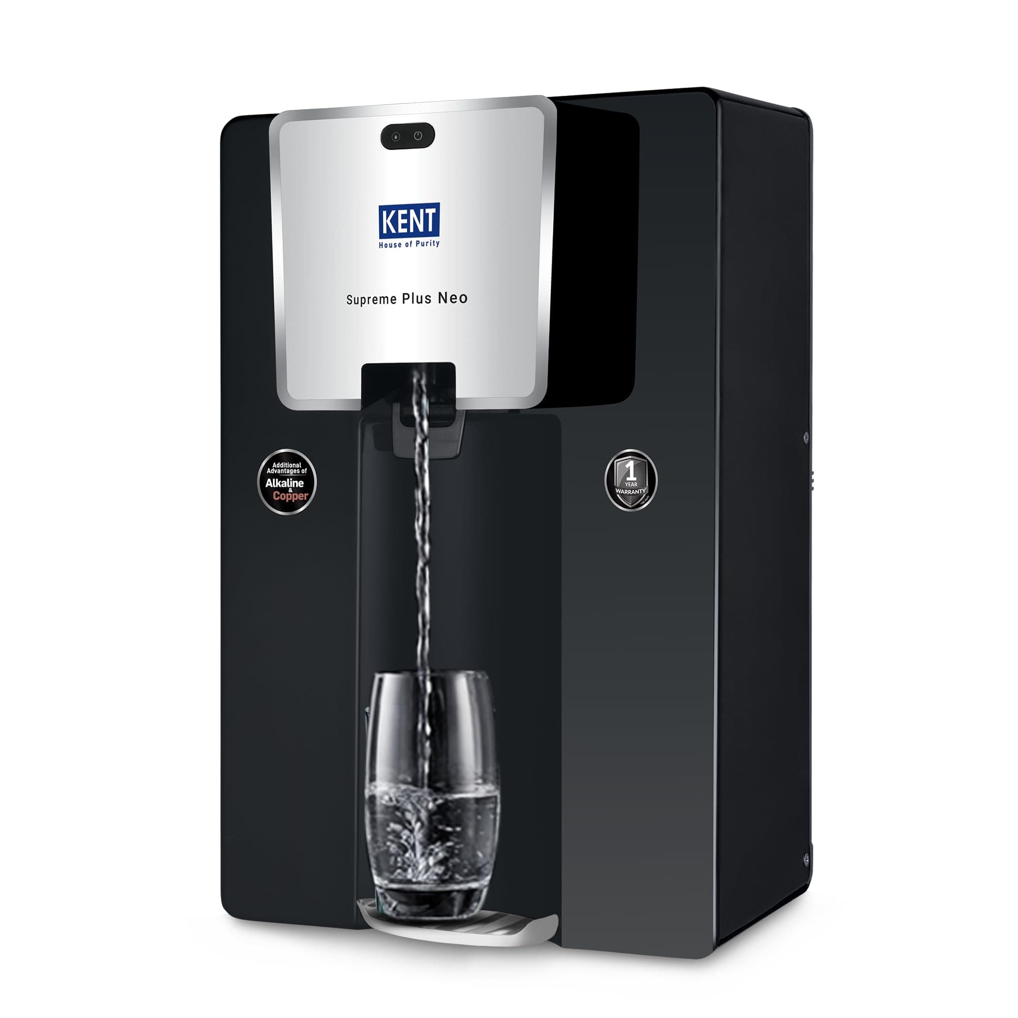 KENT Supreme Plus Neo RO Water Purifier |1 Year Warranty | RO+UF+UV+Alk+Cu+TDS Control+UV In-Tank | Alkaline Water with goodness of Copper | 8L | 20L/Hr | Ideal For Borewell/Tanker/Municipal Water