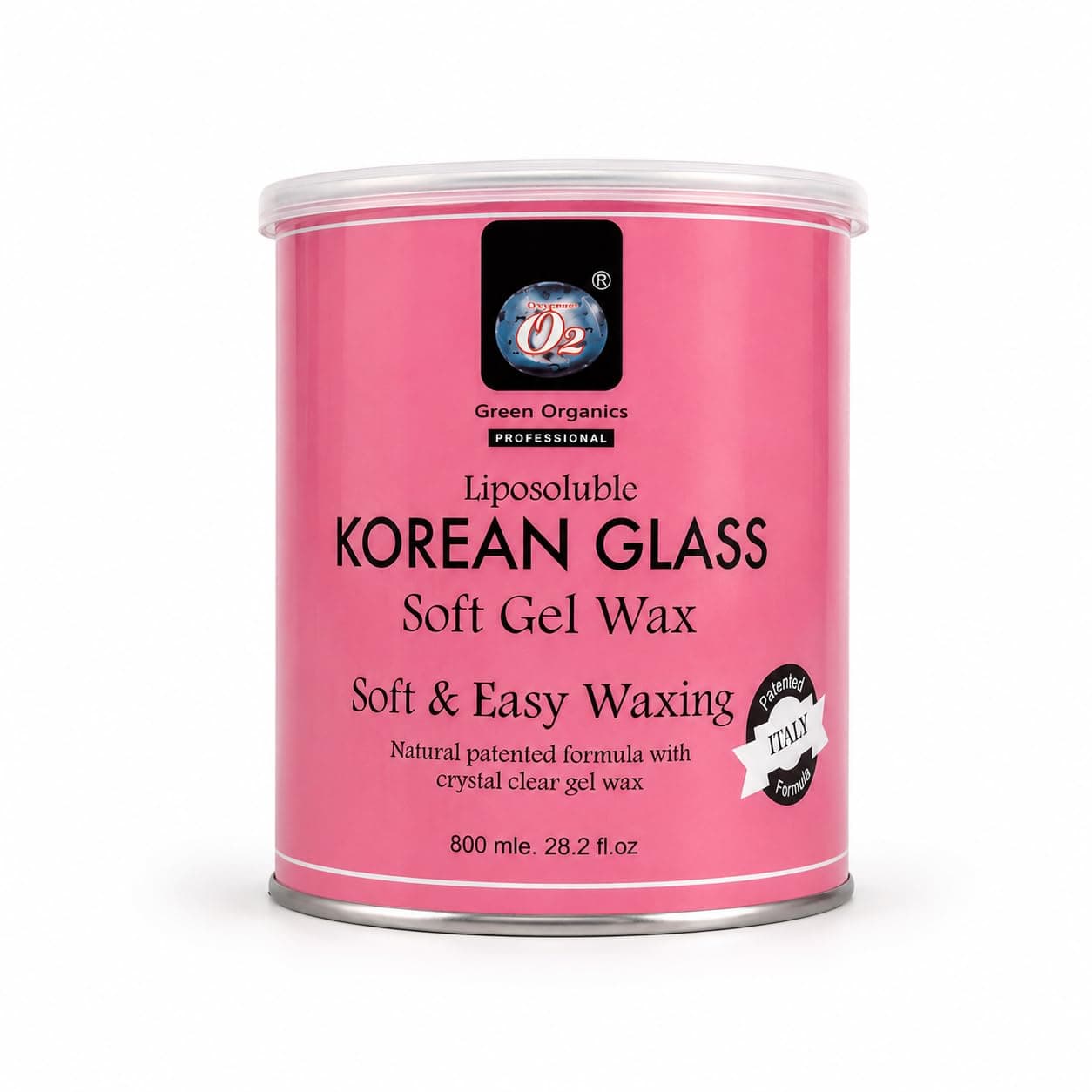 O2 Green Organics Korean Glass Pink Soft Gel Liposoluble Wax for Hair Removal & De-Tan - Professional Moisturizing Painless Hair Removal with Shea Butter, Beeswax & Vegetable Oil for Silky Smooth Skin, All Skin Types, Salon Quality 800ml