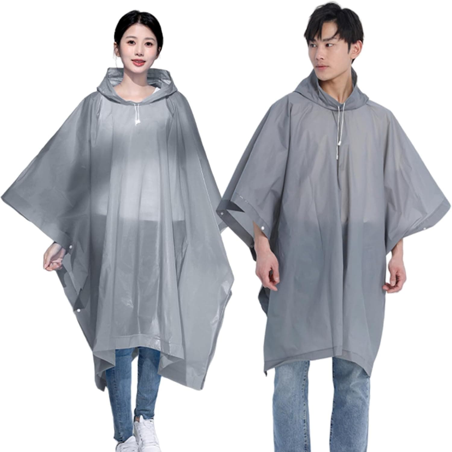 HACER EVA Raincoat Poncho 70 GSM with Adjustable Hood Full Sleeves Knee Length Unisex Universal Size Waterproof Outdoor Rainwear for Camping Trekking Hiking Men and Women (Pack of 1, Grey)