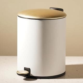 PURE HOME + LIVING White Iron Pedal Circular Waste Bin with Lid - Large