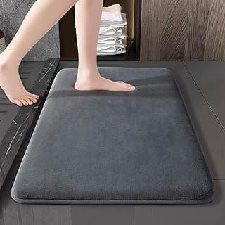 VAS COLLECTIONS Bath Mats Non Slip Anti-Skid - Memory Foam Bathroom Shower, and Tub Rugs Super Absorbent - Quick Dry | Water soak Reliable Bathroom mat. (16" x 24", Grey)