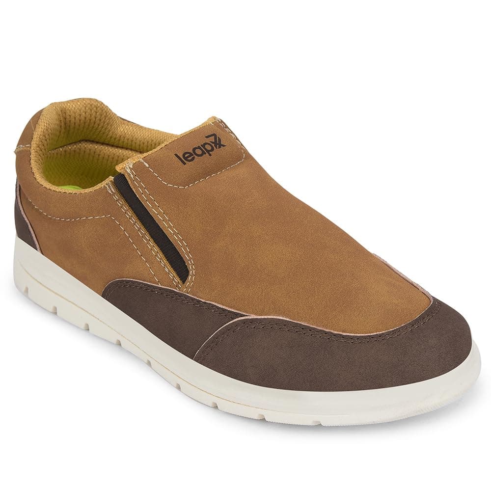 Liberty Leap7x FRINKS-2E Casual Non Lacing Sneakers for Men - Blue & Camel | Suitable for Travel, College, Office | Comfortable Slip-On Casual Shoes | Lightweight Stylish Fashion Footwear for Gents