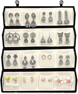 Generic Oxidized Designer Stud Earrings Set of 16 with Folding Jewelry Box | Traditional & Modern Earring Set for Women & Girls