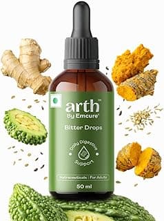 Arth Bitter Drops Weight Management Supplement - 15 Days Pack | Reduces Cravings Naturally | Improves Digestion & Bloating | With 14 Herbal Bitters, Karela, Dry Ginger, Haldi | 50ML