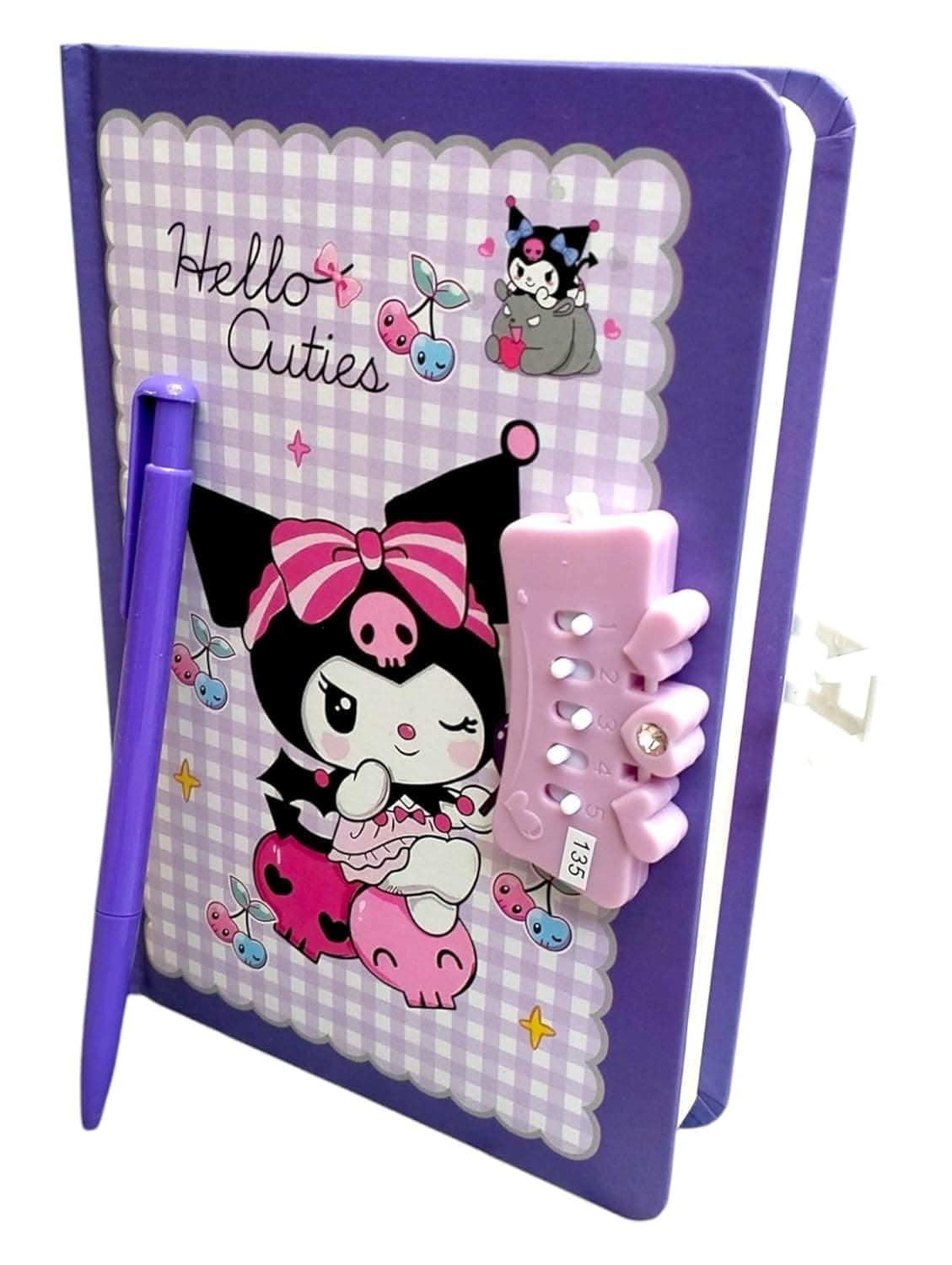SHREE TECHNESH Kuromi Password Lock Diary Journal with Pen | A5 Size Lock Diary for Girls | 180 Pages Notebook for Writing, Journaling & Gifting | Gift Set for Kids & Teens
