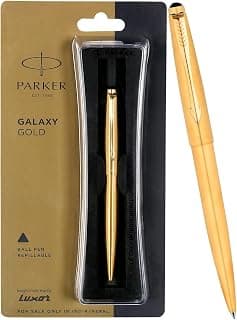 Parker Galaxy Gold Ball Pen| Ink Color : Blue | Corporate Gift | Ideal for Professional Use
