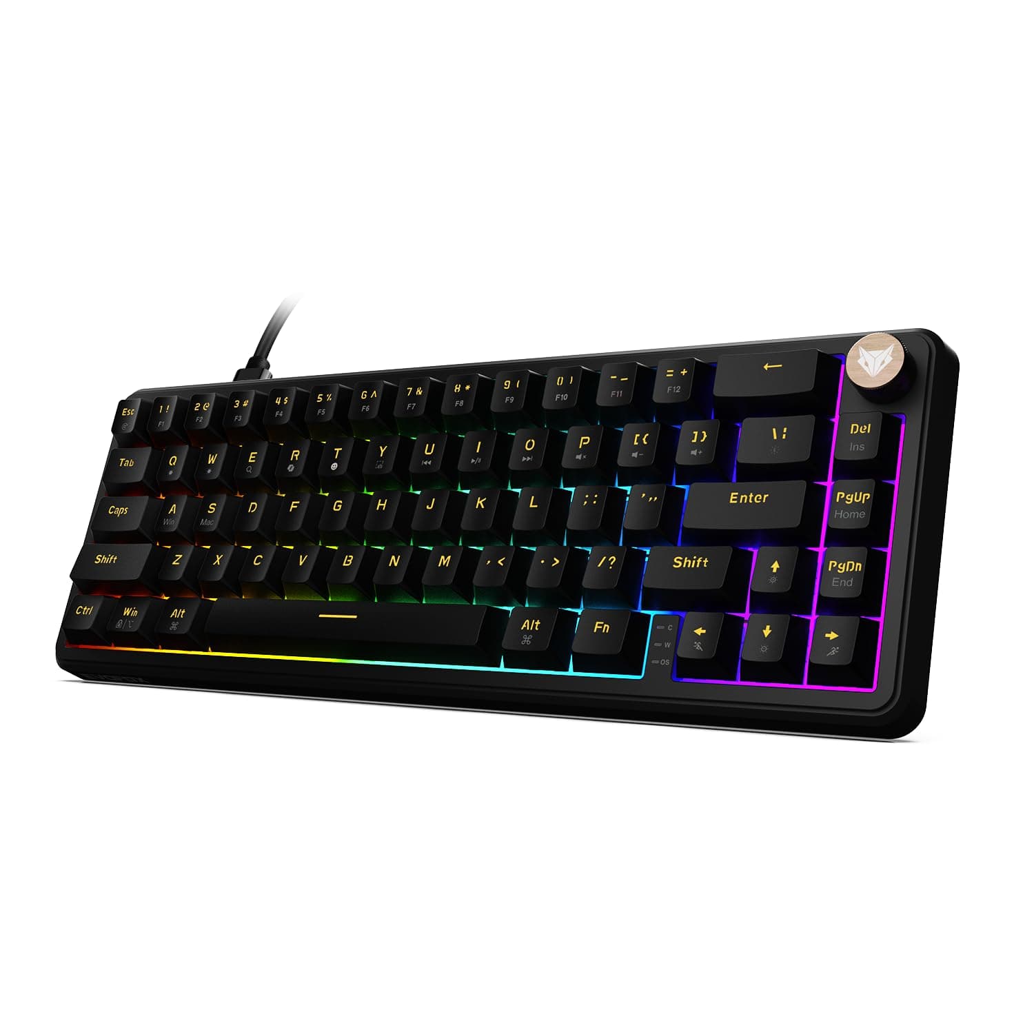EvoFox Ronin HS65 Hall Effect Wired Mechanical Gaming Keyboard, 2 Layer Sound Dampening, 8000Hz Polling, Hall Effect Magnetic Switch, Actuation Point Adjustable, Web Software, Black