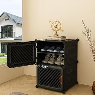 4 Layer Premium Plastic Shoe Rack for Home|Shoe Rack with Door|Multipurpose Shoe Stand & Organizer| Space Saving, Durable & Portable Shoe Storage Shelf for Home|Plastic Rack for Bedroom