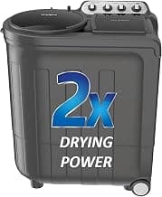 Whirlpool 7.5 Kg 5 Star Turbo Dry Semi-Automatic Top Loading Washing Machine ( ACE 7.5 TRB DRY MAX Grey Dazzle, 5 YR, 10 MIN Quick Drying)