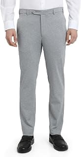 Park Avenue Men Super Slim Fit Plain Pattern Poly Spandex Blend Flat Front Formal Trouser Grey