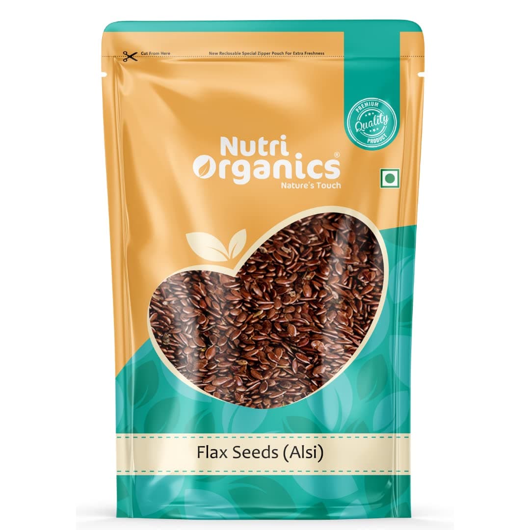 NutriOrganics Flax Seeds 1kg - Raw Unroasted Flaxseed Alsi Seeds for Eating Weight Loss Hair Growth, Diet Snack food